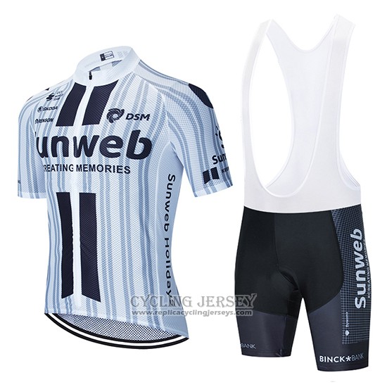 2020 Cycling Jersey Sunweb White Black Short Sleeve And Bib Short